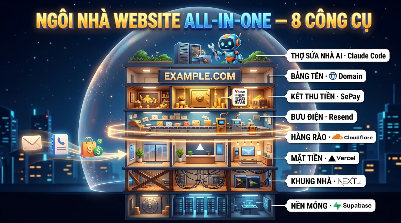 Ngôi nhà Website All-in-One - 8 công cụ